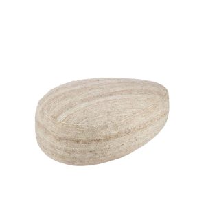 POUF STONE SEMI-PLAIN WEAVING WOOL BEIGE