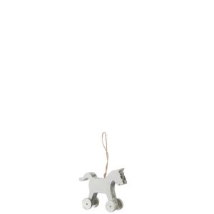 HANGER HORSE WOOD WHITE/SILVER