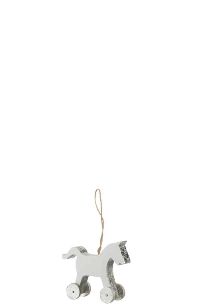 HANGER HORSE WOOD WHITE/SILVER