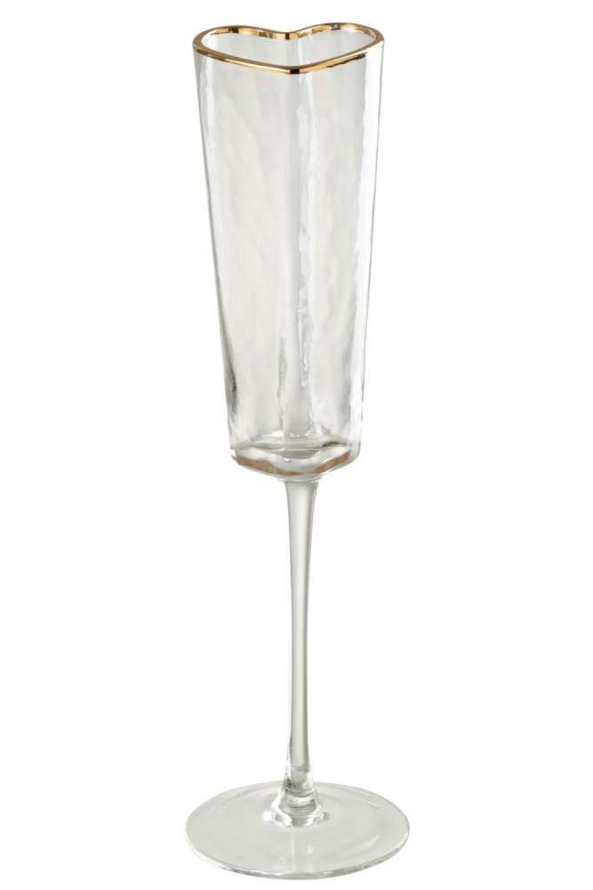 CHAMPAGNE GLASS HEART GLASS GOLD/TRANSPARENT