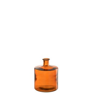 VASE WIDE GLASS ORANGE SMALL