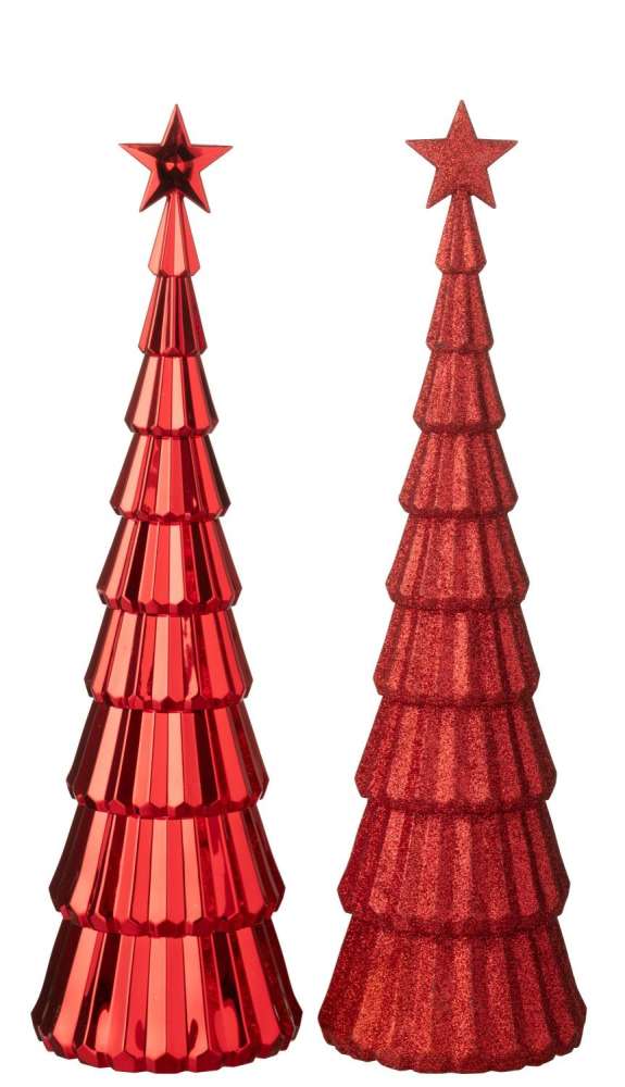 TREE +  STAR PLASTIC CHRISTMAS RED ASSORTMENT OF 2