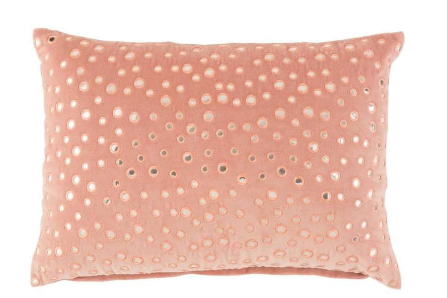 CUSHION MIRROR RECTANGLE COTTON PINK/SILVER