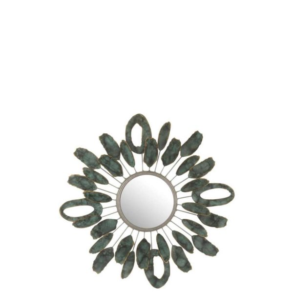 MIRROR PIECES OVAL METAL GOLD/GREEN