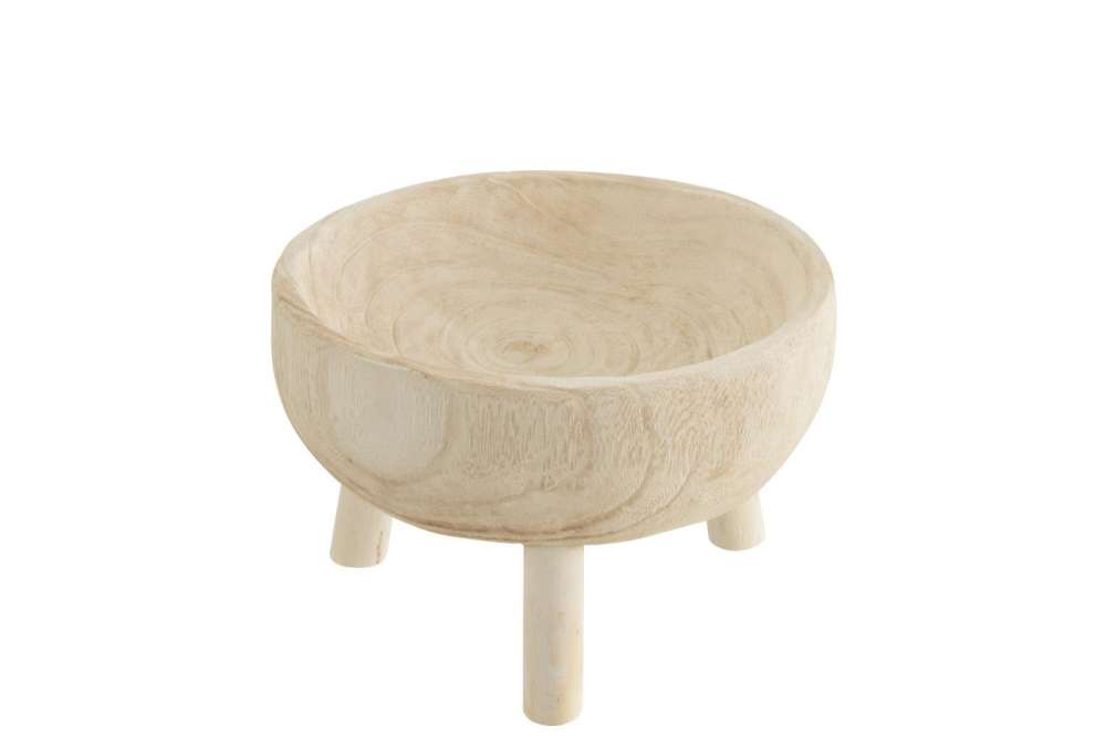 BOWL ON TRIPOD PAULOWNIA WOOD WHITE