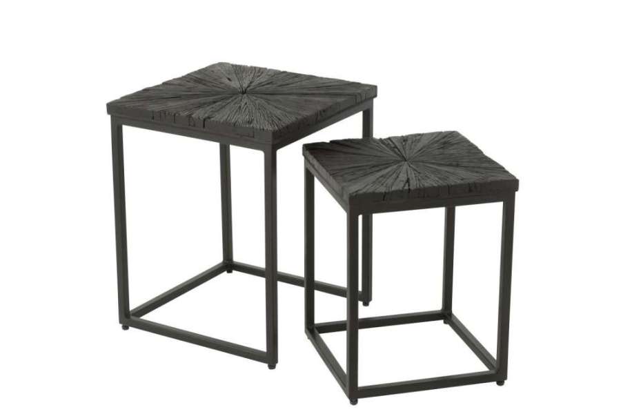 SET OF 2 SIDE TABLES SHANIL WOOD/IRON BLACK