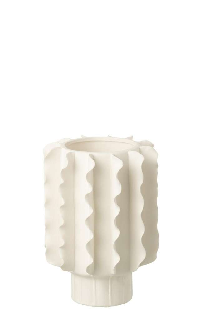 VASE HELIX ROUND CERAMIC WHITE MEDIUM