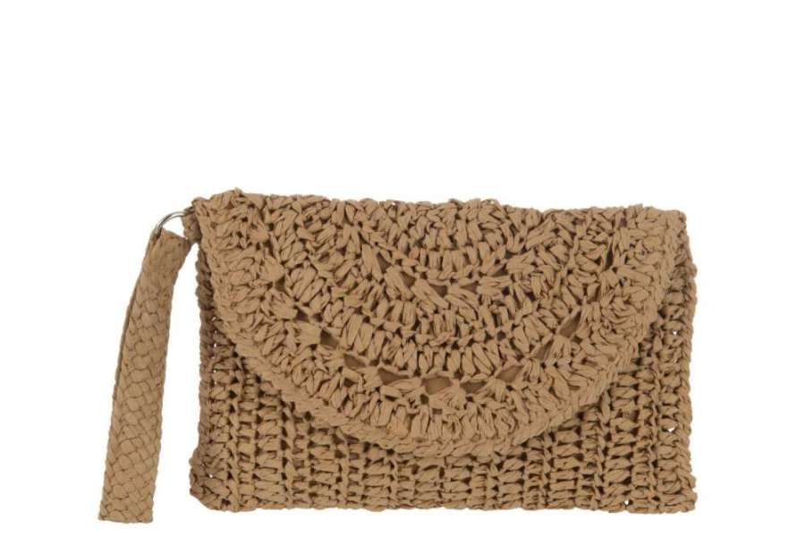 CLUTCH BAG STRAP PAPER LIGHT BROWN