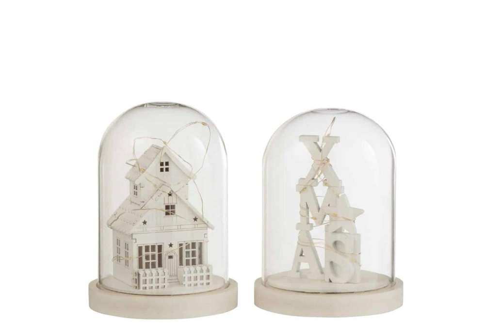 STOLP WINTER LED HOUT/GLAS WIT ASSORTIMENT VAN 4