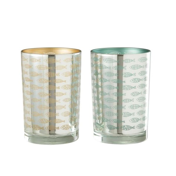 HURRICANE FISH GLASS BEIGE/BLUE LARGE ASSORTIMENT OF 2