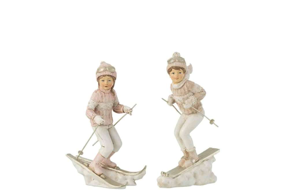 GIRL AND BOY SKIING WHITE/PINK ASSORTMENT OF 2