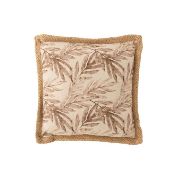 CUSHION LEAF POLYESTER BEIGE/PURPLE