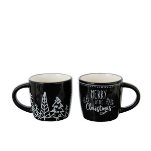 MUG CHRISTMAS DOLOMITE BLACK/WHITE ASSORTMENT OF 2