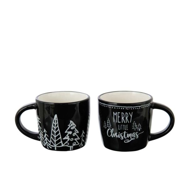 MUG CHRISTMAS DOLOMITE BLACK/WHITE ASSORTMENT OF 2