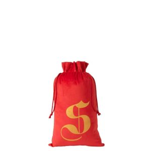 BAG CHRISTMAS S VELVET RED MEDIUM