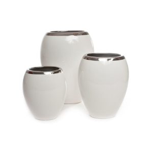 Vase Hvit/Sølv Stor 25X33Cm