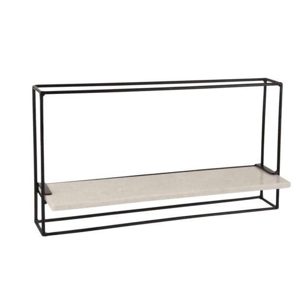 WALL RACK 1PLANK IRON/MARBLE BLACK/WHITE LARGE