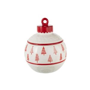 STORAGE JAR CHRISTMAS BALL DOLOMITE WHITE/CHRISTMAS RED