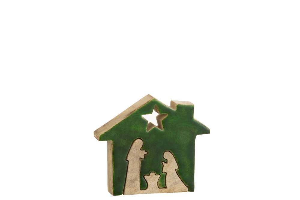 CRECHE HOUSE WOOD GREEN/NATURAL SMALL