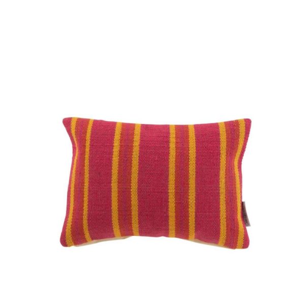CUSHION RECTANGLE ANNA FINE GROOVES JUTE PINK / YELLOW