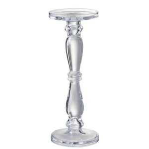 CANDLESTICK/CANDLE HOLDER LETI GLASS TRANSPARENT LARGE