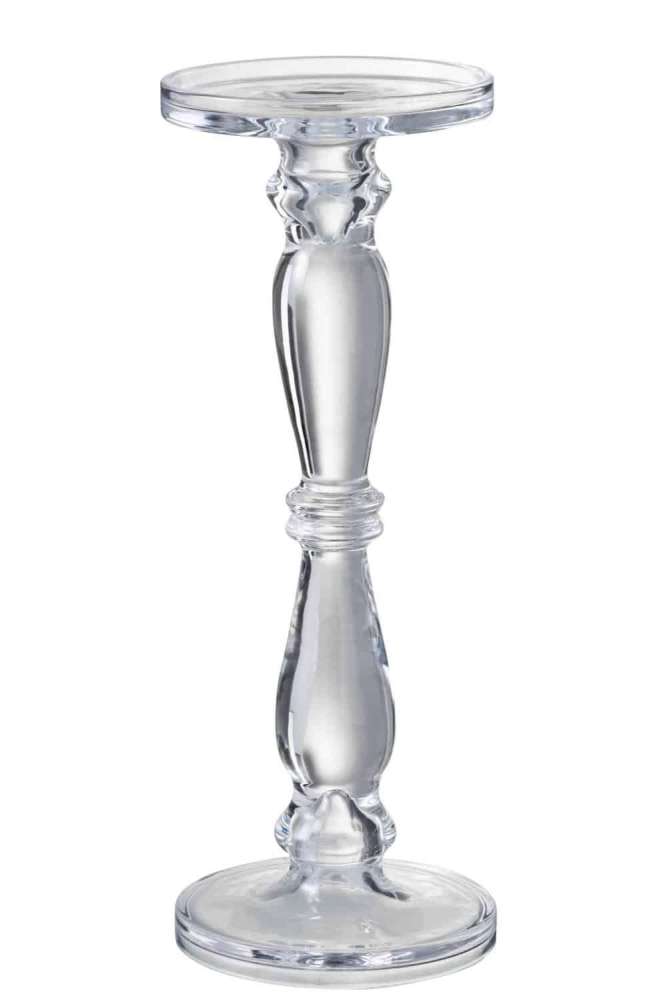 CANDLESTICK/CANDLE HOLDER LETI GLASS TRANSPARENT LARGE