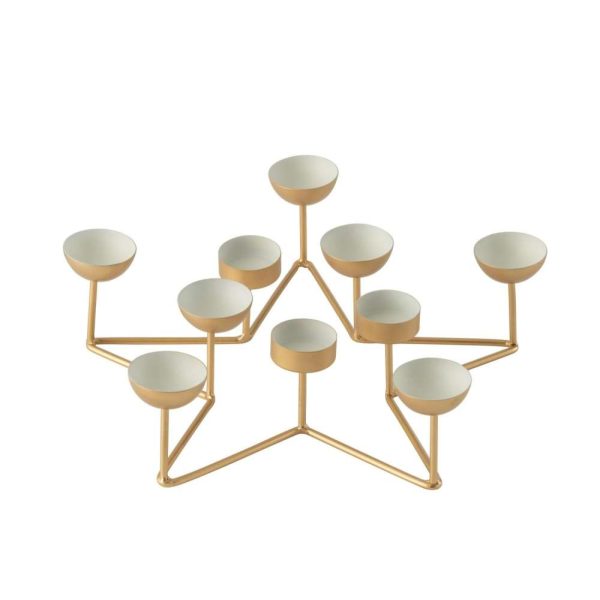 T-LIGHT HOLDER STAR METAL WHITE/GOLD