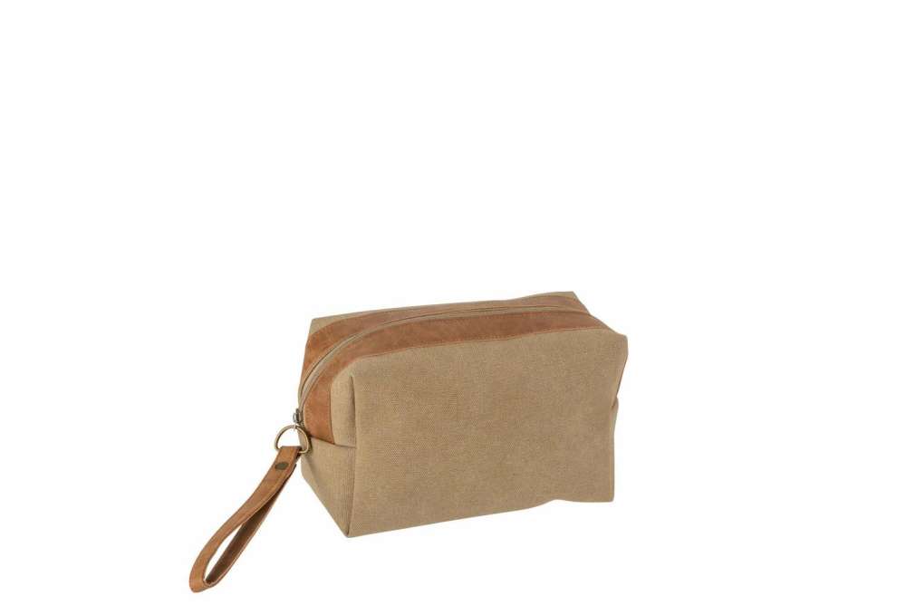 TOILET BAG WITH LOOP TEXTILE BEIGE/BROWN