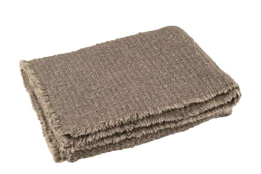 PLAID FRAYED EDGES COTTON/POLYESTER TAUPE