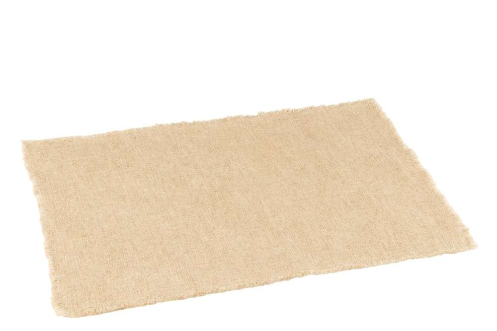PLACEMAT RECTANGLE+FRAYED EDGES LINEN/COTTON BEIGE