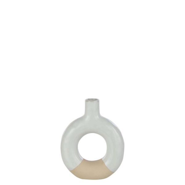 VASE CIRCLE PORCELAIN WHITE/BEIGE SMALL