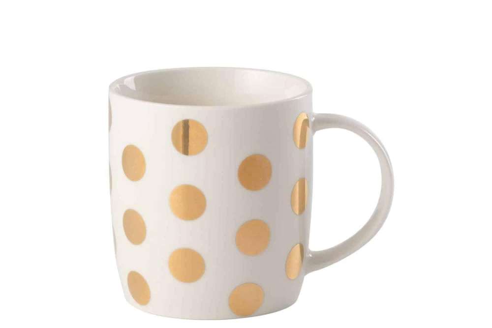 MUG ROUND PORCELAIN WHITE / GOLD