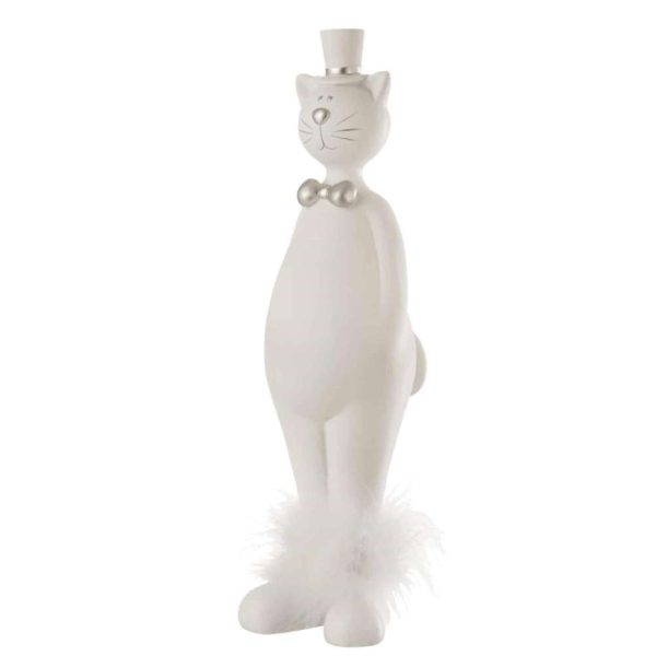 CAT WITH HAT POLY WHITE/SILVER LARGE