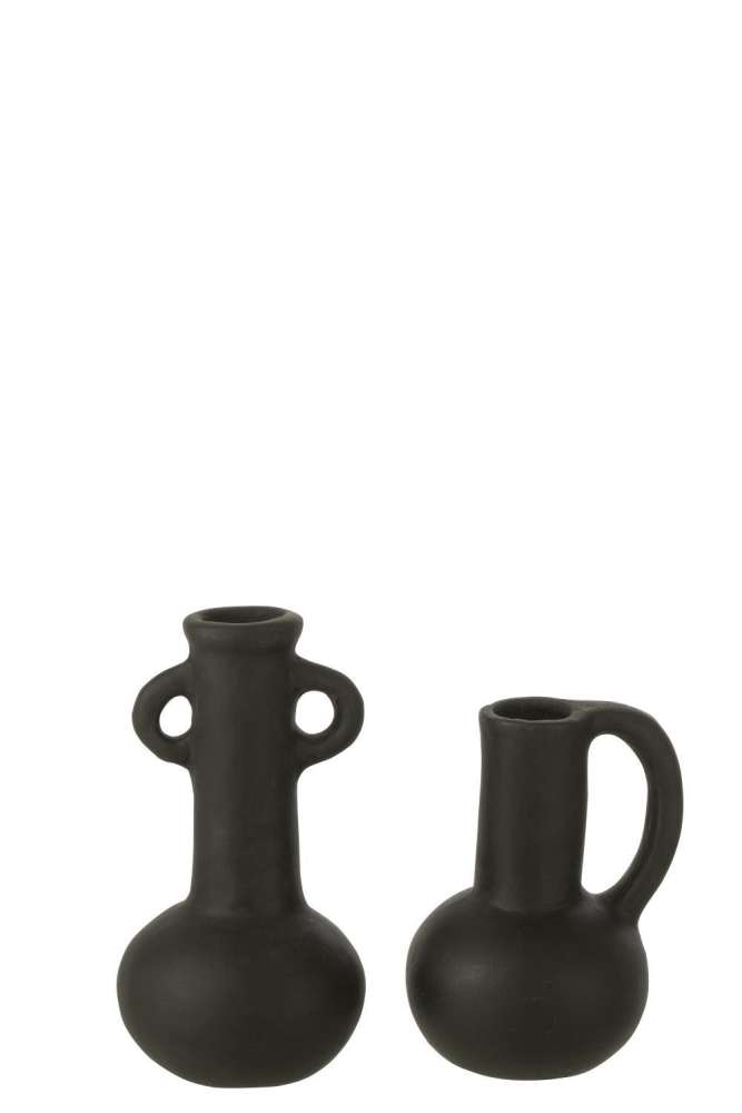 VASES AMPHORES TERRACOTTA BLACK ASSORTMENT OF 2