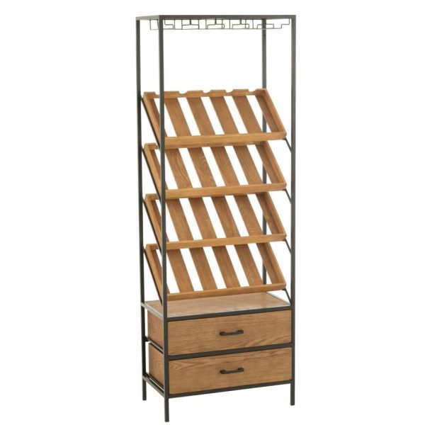BAR CABINET WINE VENEER NATURAL/BLACK LARGE