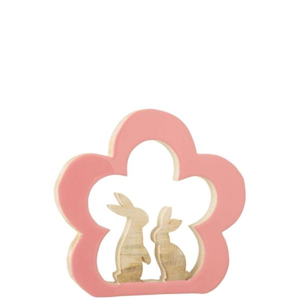 FLOWER WITH BUNNY WOOD PINK