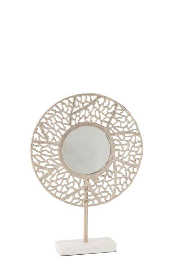 CORAL MIRROR MARBLE BASE  METAL CHAMPAGNE