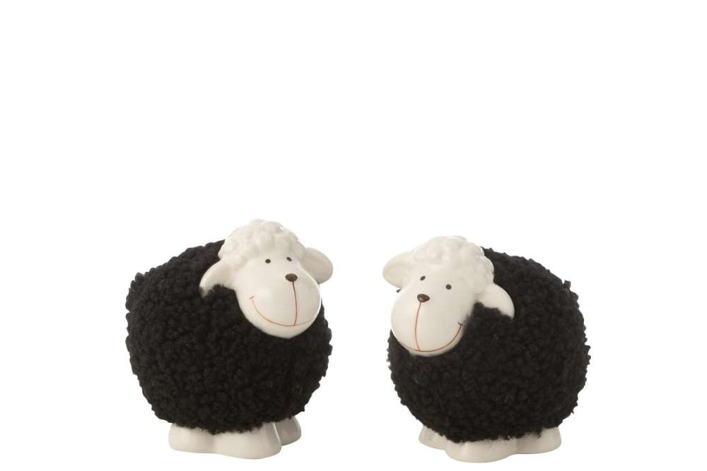 SHEEP PORCELAIN WHITE/BLACK MEDIUM ASSORTMENT OF 2