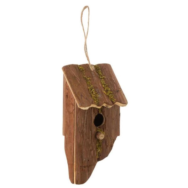 BIRD HOUSE OBLIQUE PINE WOOD BROWN