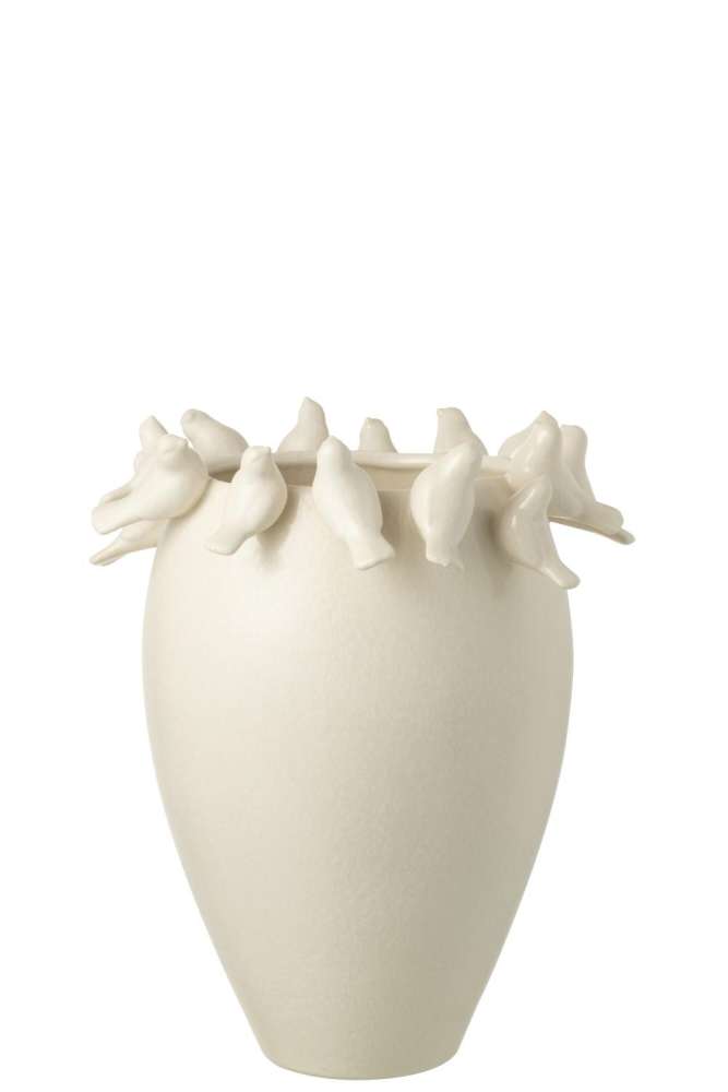 VASE BUDGIE CLAY WHITE SMALL