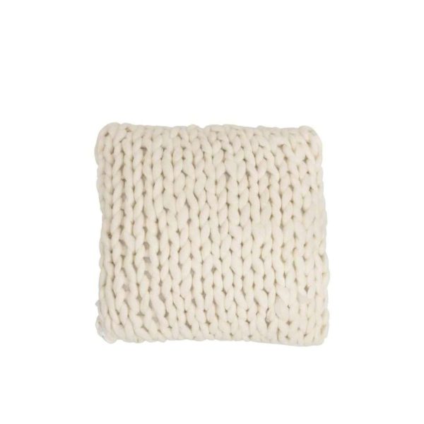 CUSHION KNITTED SQUARE ACRYLIC WHITE