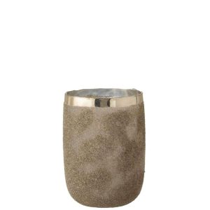 TEALIGHT HOLDER FROSTY ROUND GLASS SILVER EXTRALARGE