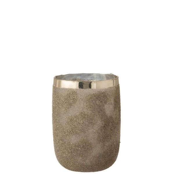 TEALIGHT HOLDER FROSTY ROUND GLASS SILVER EXTRALARGE