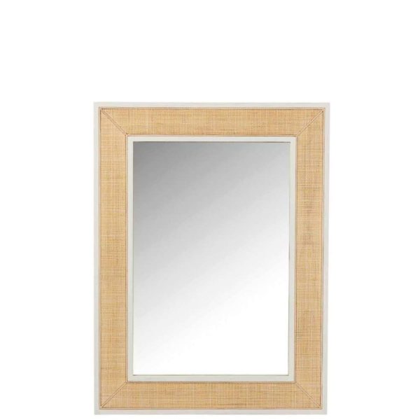 MIRROR MOLLY EXOTIC WOOD / WHITE RATTAN MEDIUM
