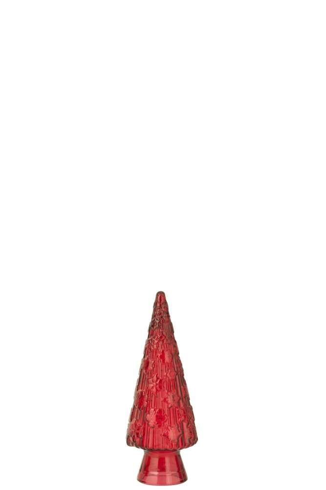 CHRISTMAS TREE CONE GLASS RED SMALL