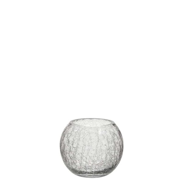 HURRICANE BALL CRACKLE GLASS TRANSPARENT SMALL