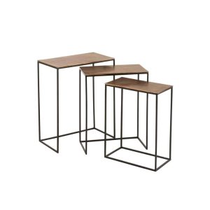 SET OF 3 SIDE TABLES RECTANGULAR ALUMINIUM RUST