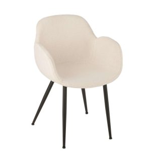 DINNING CHAIR FABRIC/METAL WHITE