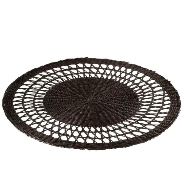 COASTER ROUND SEAGRASS BLACK