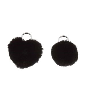 KEYCHAIN BALL/HEART ACRYLIC BLACK ASSORTMENT OF 2
